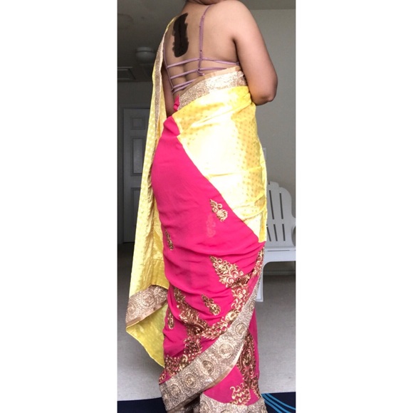 Party wear Georgette half and half saree!! - Picture 5 of 8